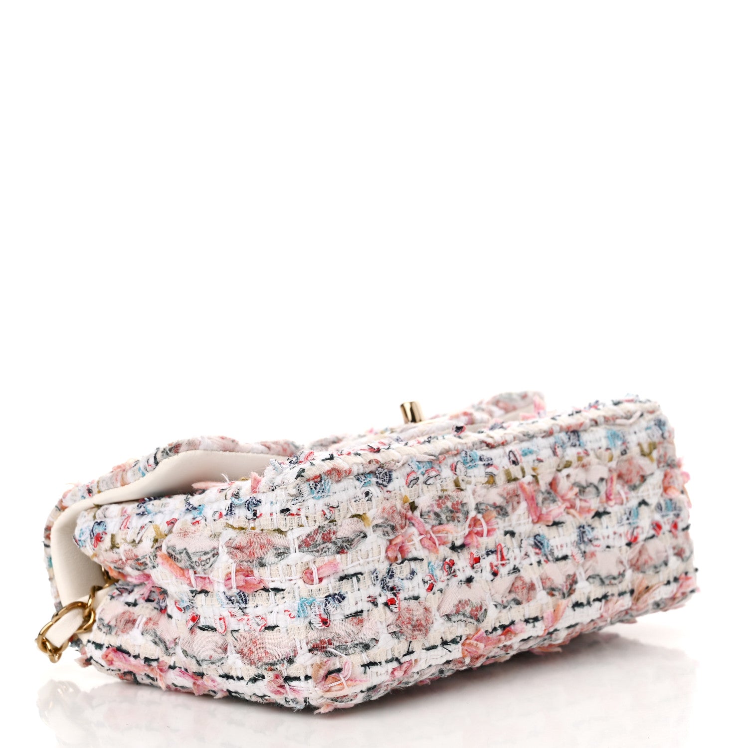 Chanel Tweed Quilted Mini Rectangular Flap Ecru Pink Blue Green 4 of 11