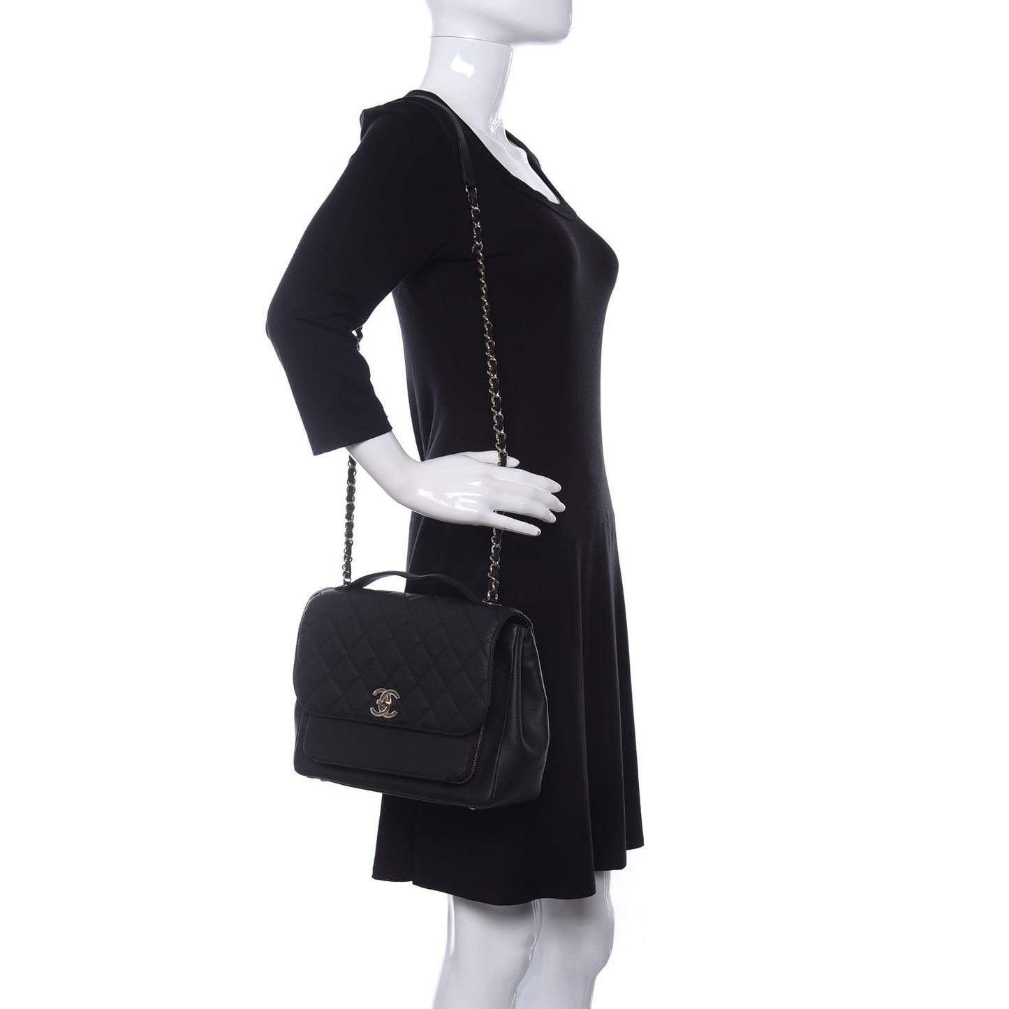 Caviar Quilted Large Business Affinity Flap Black