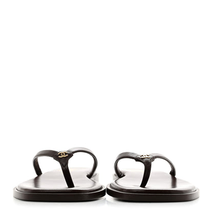 Chanel Goatskin Times Square Thong Sandals 39 Brown 3 of 10