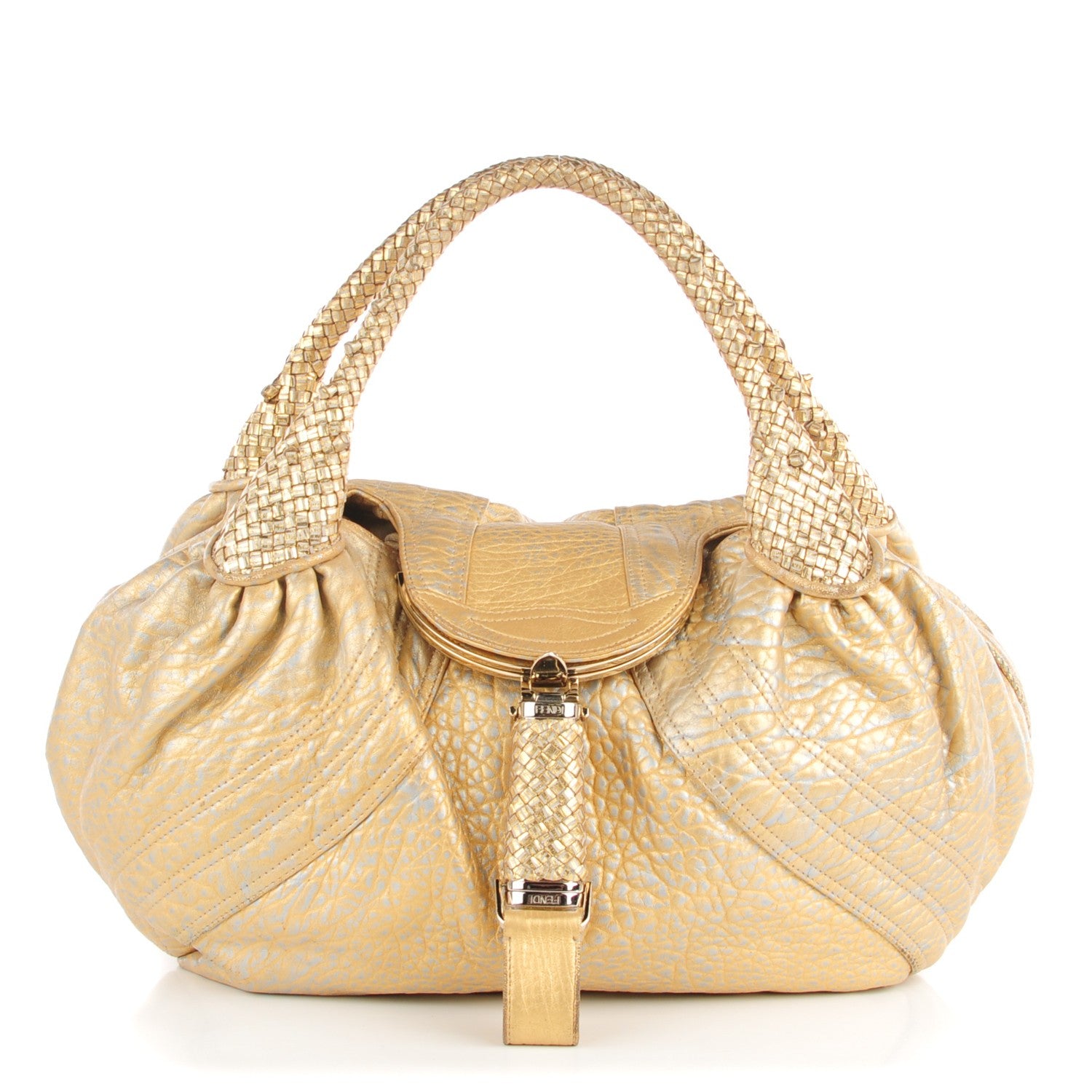 Fendi Nappa Nuvolata Bimetal Spy Oro Argento 1 of 8