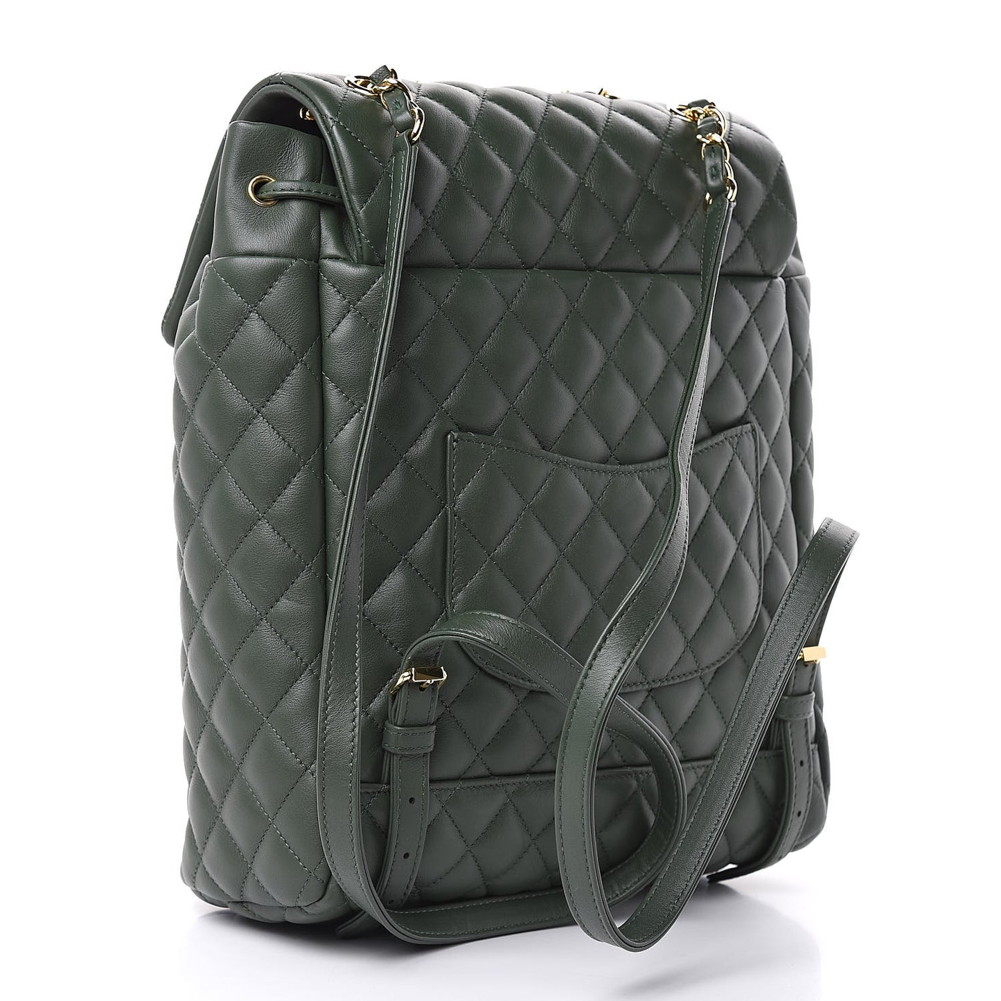 Lambskin Quilted Large Urban Spirit Backpack Dark Green