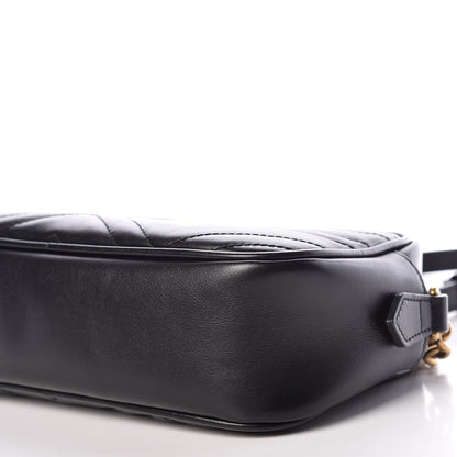 Gucci Calfskin Matelasse Small GG Marmont Chain Shoulder Bag Black 6 of 9