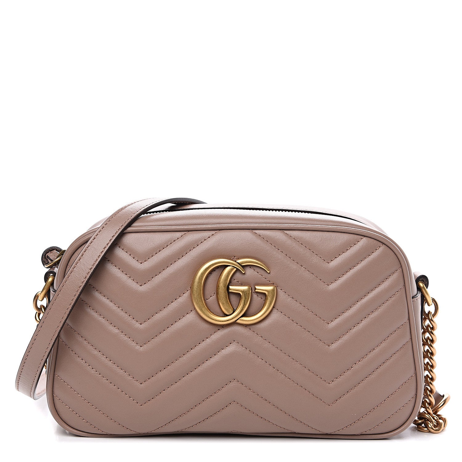 Gucci Calfskin Matelasse Small GG Marmont Chain Shoulder Bag Porcelain Rose 1 of 10
