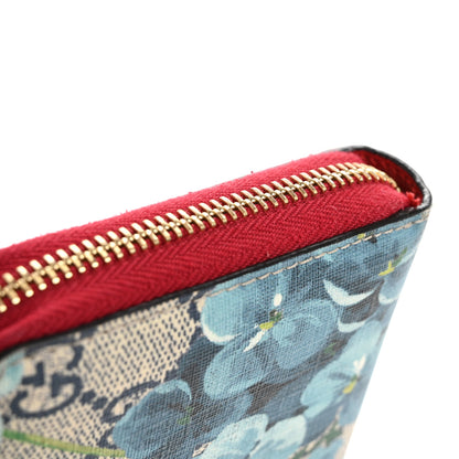 Gucci GG Supreme Monogram Blooms Zip Around Wallet Blue Red 14 of 17