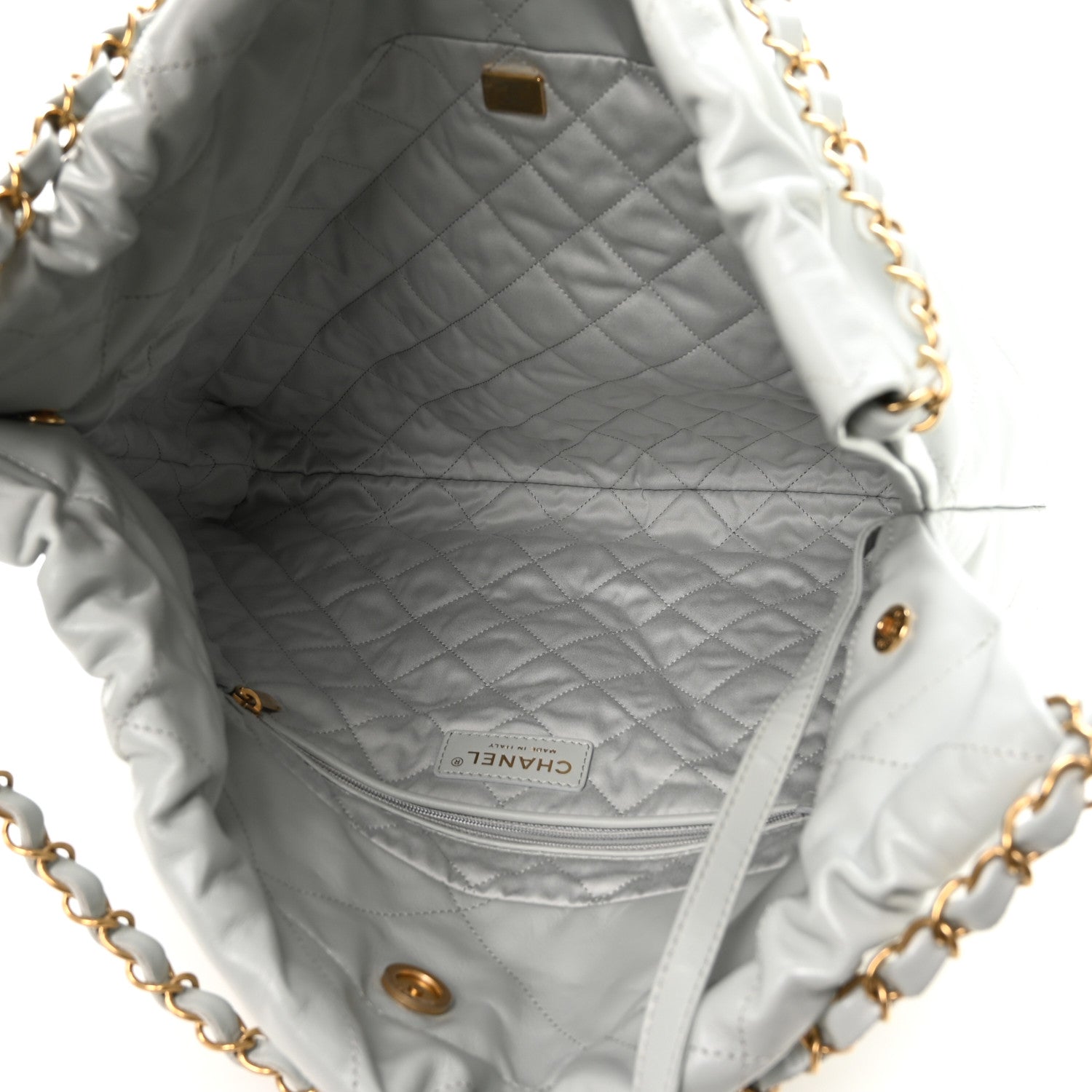 Chanel Shiny Calfskin Quilted Chanel 22 Light Blue 6 of 11