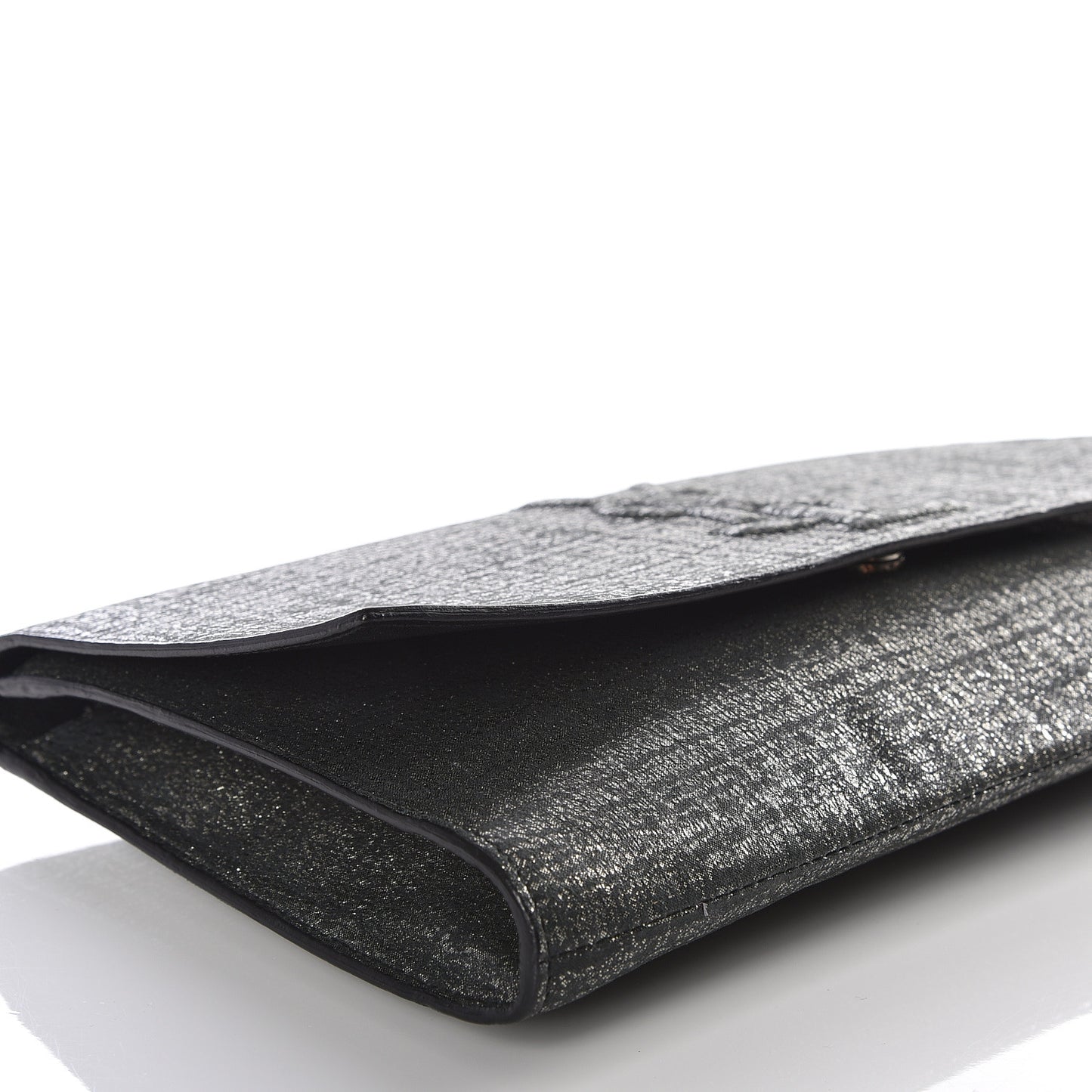 Metallic Textured Large Belle De Jour Clutch Dark Silver