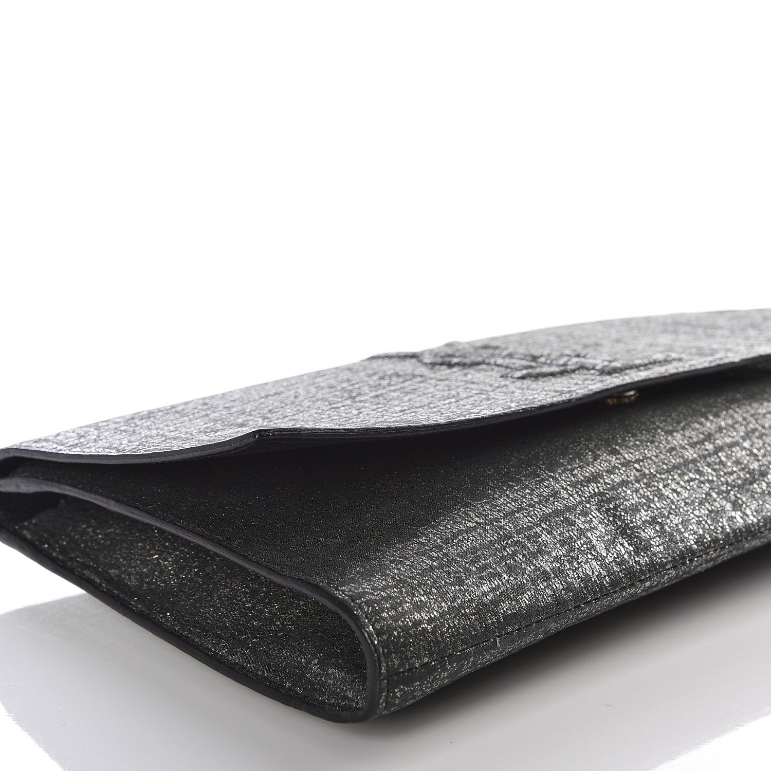 Saint Laurent Metallic Textured Large Belle De Jour Clutch Dark Silver 5 of 8