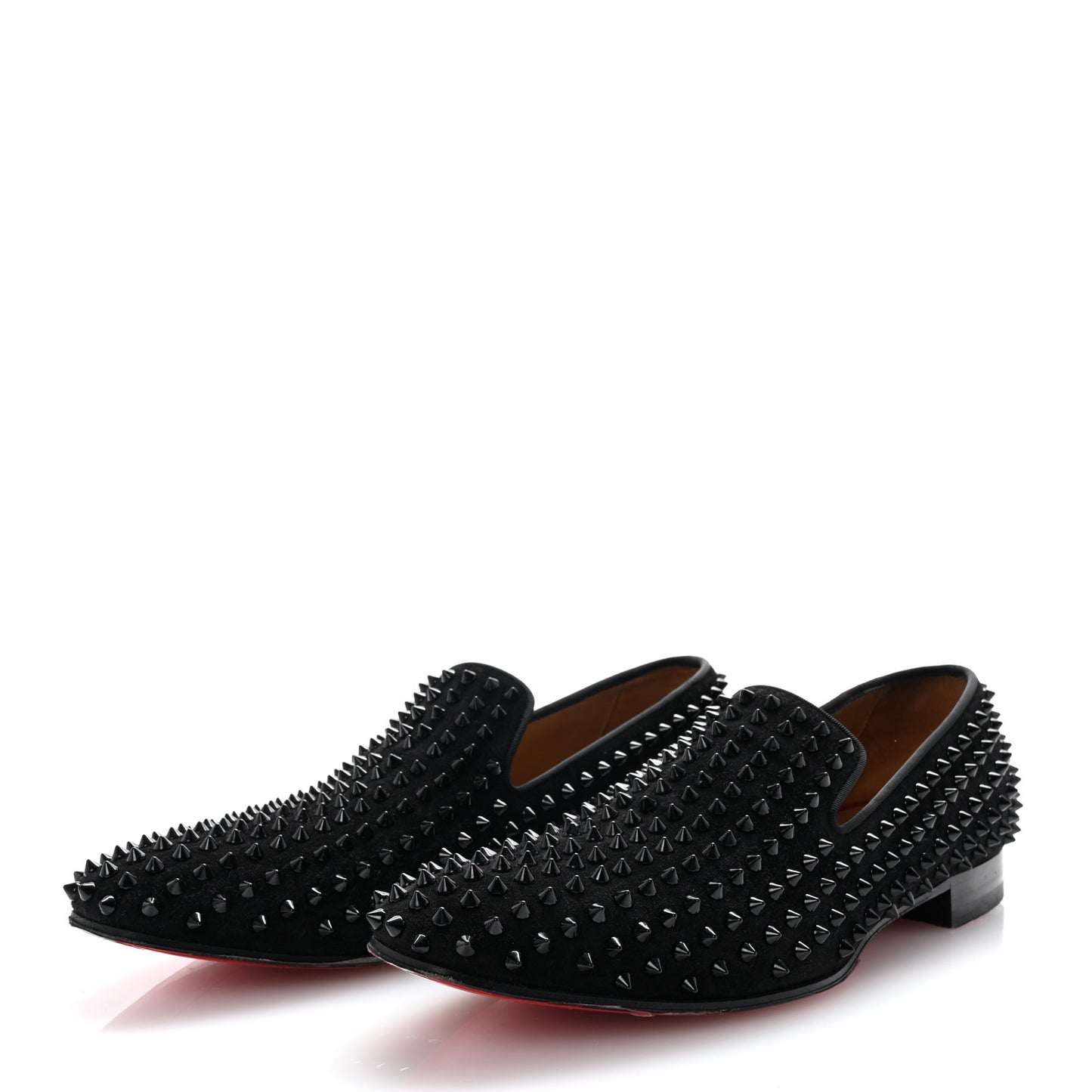 Veau Velours Spikes Mens Dandelion Flat Loafers 43.5 Black
