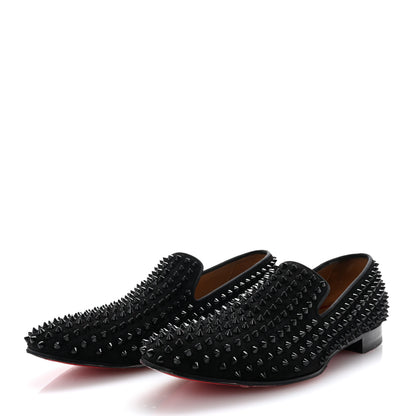 Christian Louboutin Veau Velours Spikes Mens Dandelion Flat Loafers 43.5 Black 4 of 8