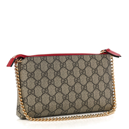 Gucci GG Supreme Monogram Mystic Cat Embroidered Chain Wrist Wallet Red 3 of 9