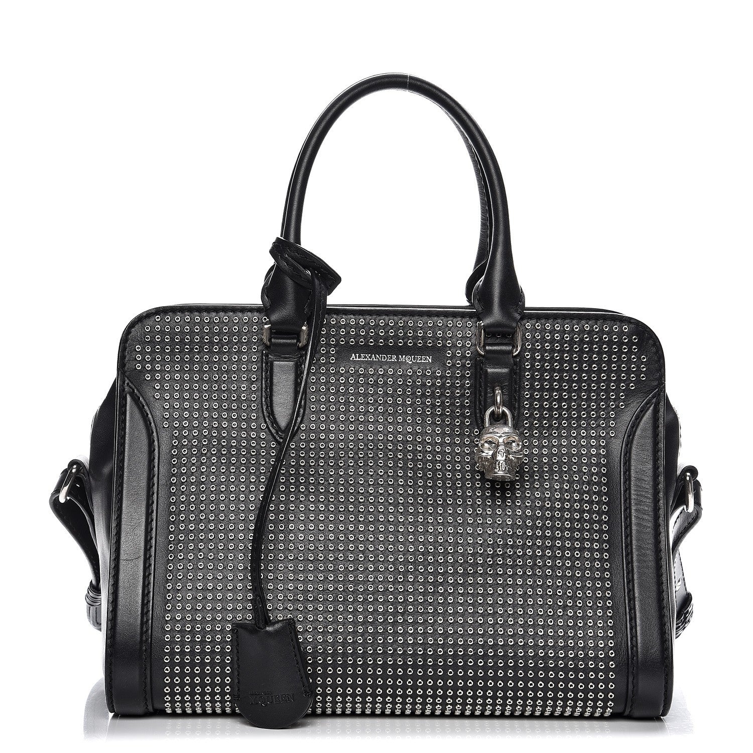 Alexander McQueen Calfskin Small Studded Padlock Zip Around Tote Black 1 of 11