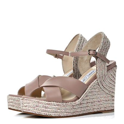 Jimmy Choo Nappa Dellena 100 Espadrille Wedges 36 Ballet Pink 2 of 8