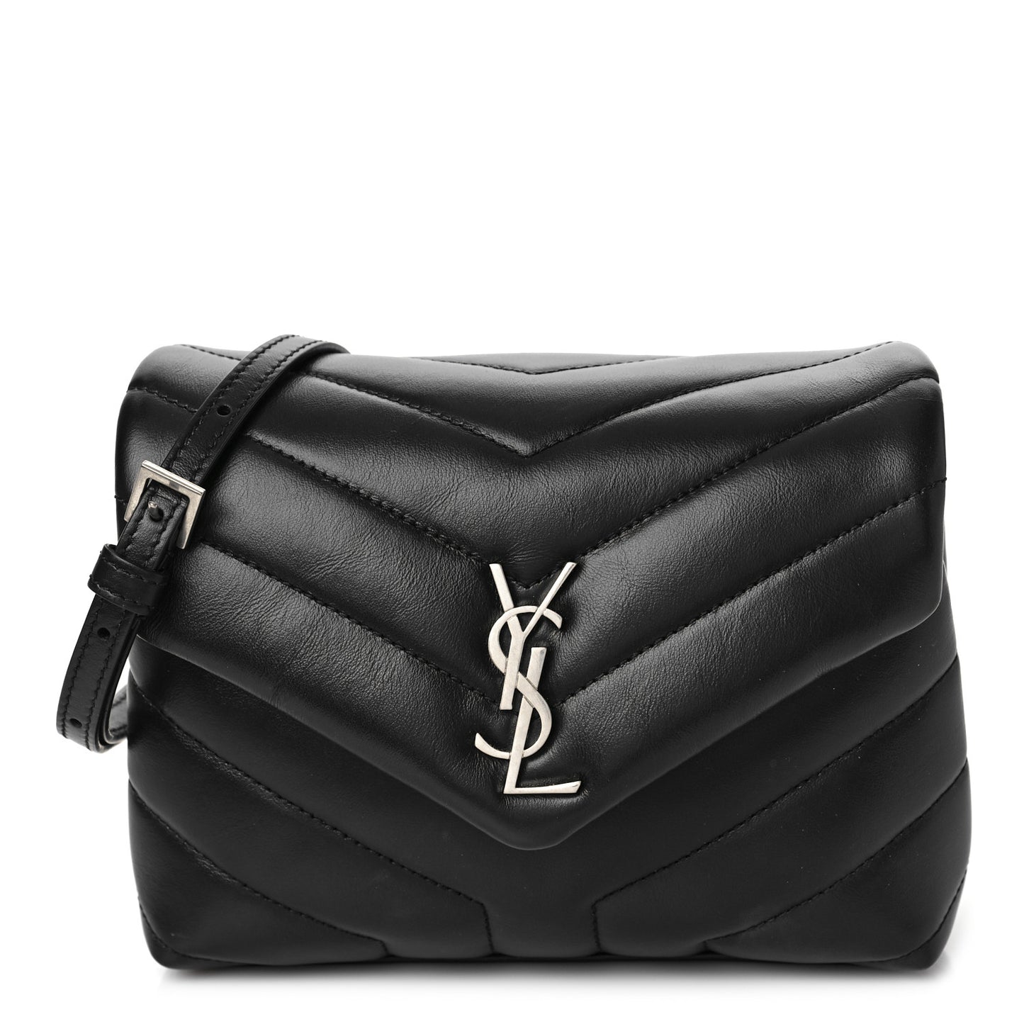 Calfskin Y Quilted Monogram Toy Loulou Crossbody Bag Black