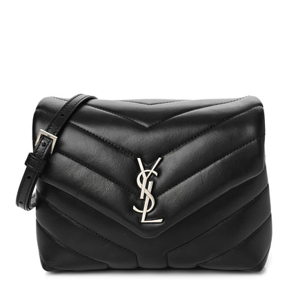 Saint Laurent Calfskin Y Quilted Monogram Toy Loulou Crossbody Bag Black 1 of 9
