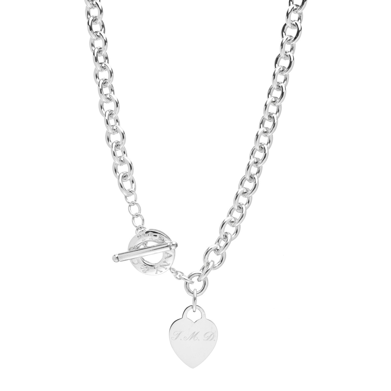 Tiffany Sterling Silver Heart Tag Toggle Necklace 1 of 4