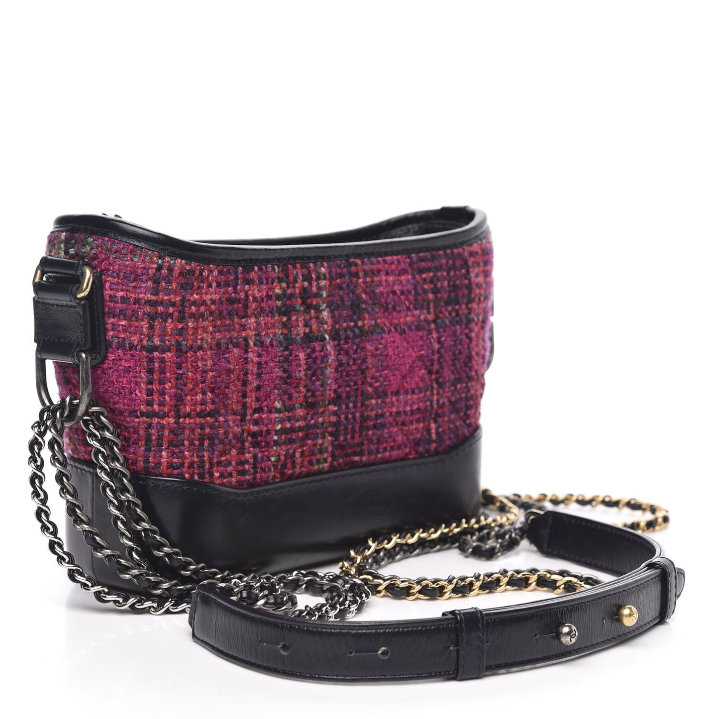 Tweed Calfskin Small Gabrielle Hobo Dark Navy