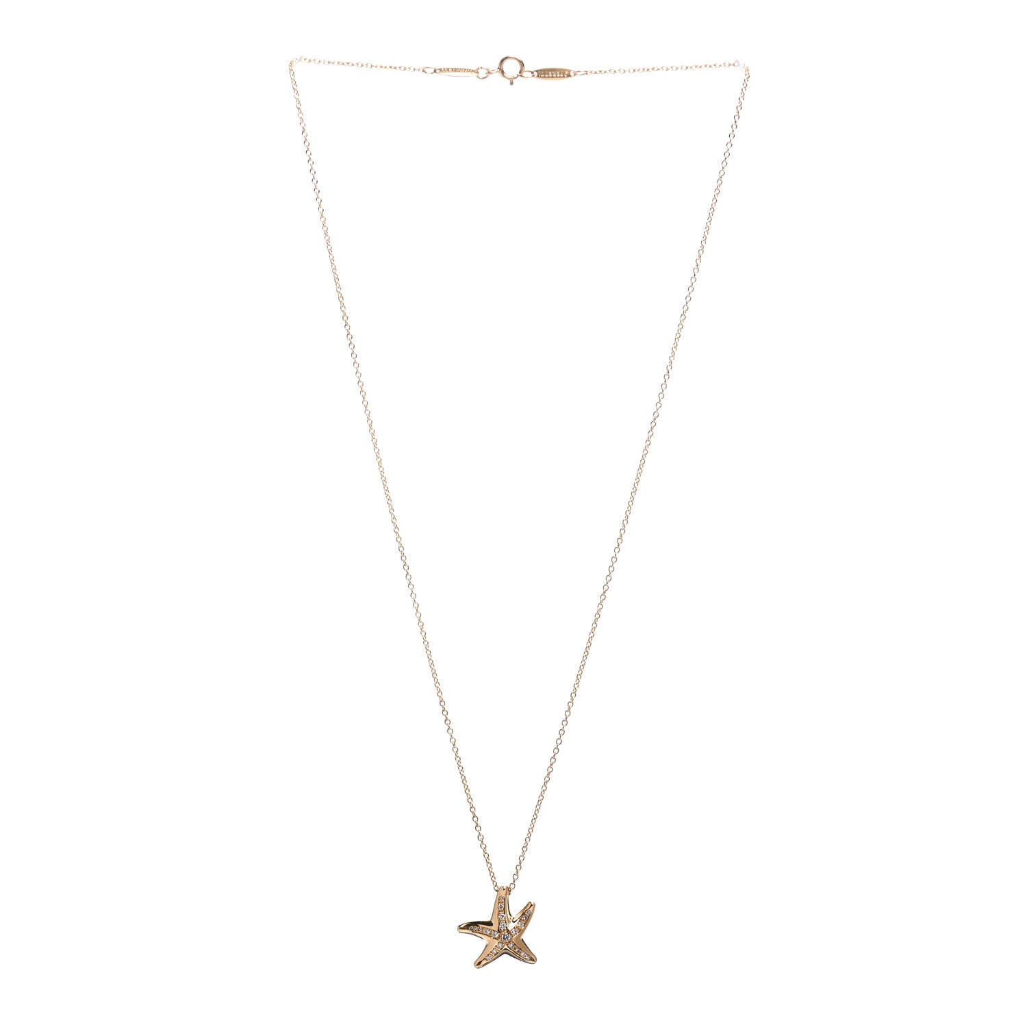 Tiffany 18K Yellow Gold Diamond 15mm Elsa Peretti Pave Starfish Pendant Necklace 2 of 3