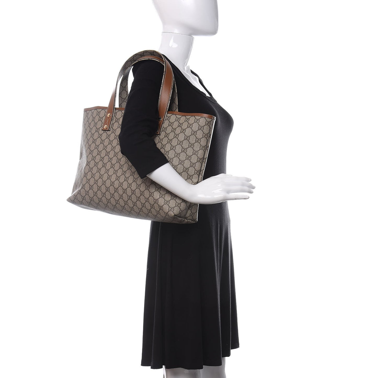 GG Plus Monogram Medium Signature Web Loop Tote Brown