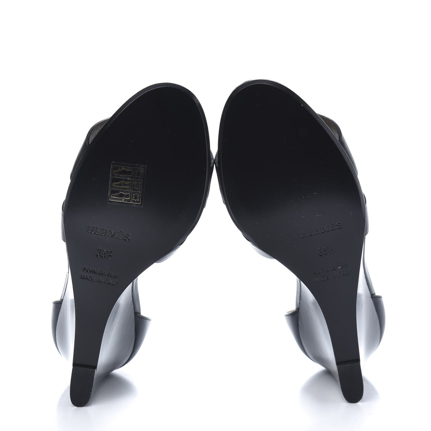 Calfskin Legend Wedge Sandals 35.5 Black