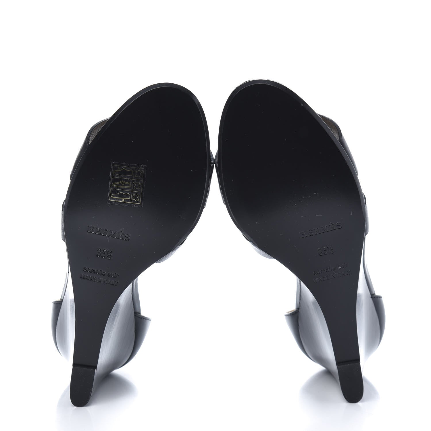 Hermes Calfskin Legend Wedge Sandals 35.5 Black 5 of 8
