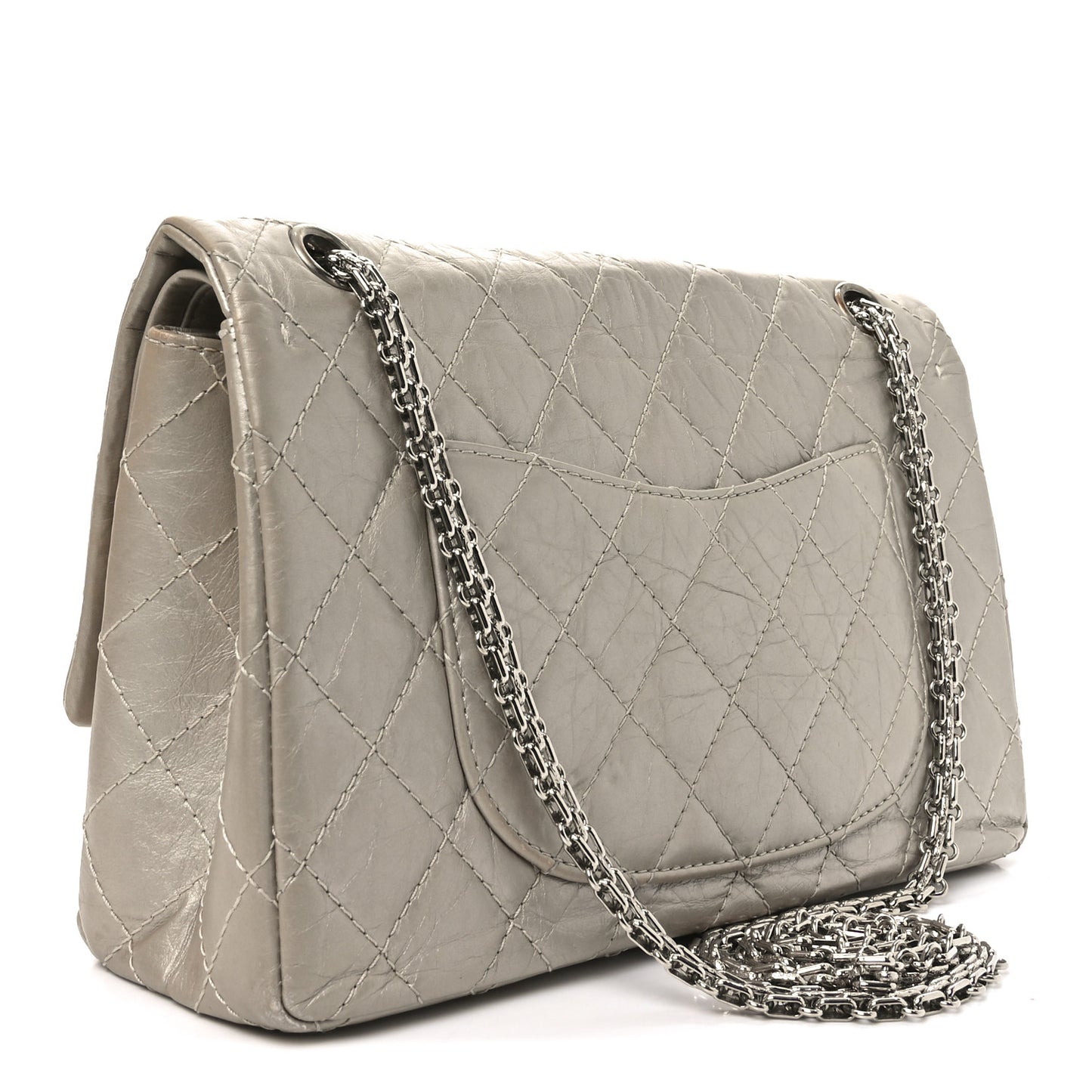 Metallic Aged Calfskin Quilted 2.55 Reissue 226 Flap Grey