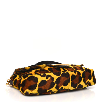 Fendi Calf Hair Leopard Print Baguette Yellow Multicolor 4 of 9