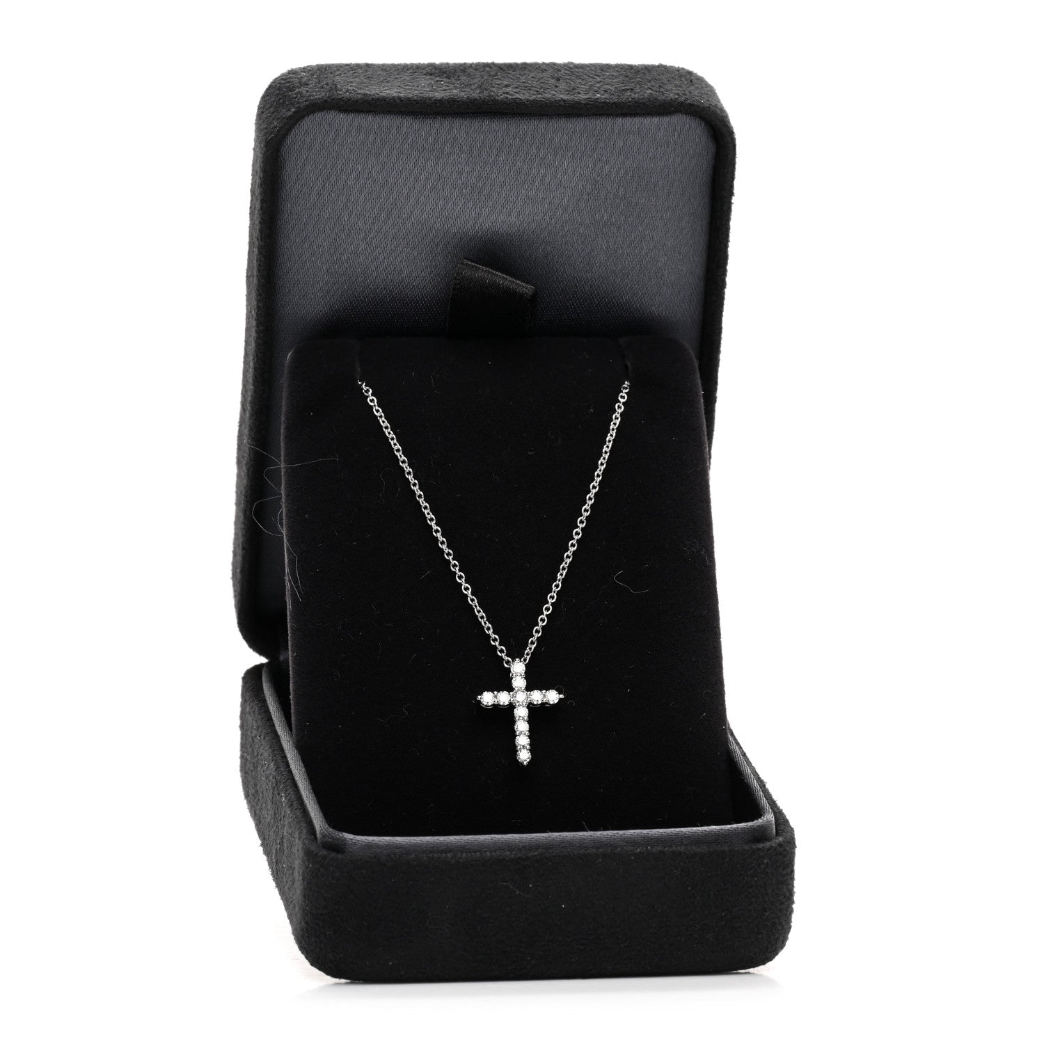 Tiffany Platinum Diamond Mini Cross Pendant Necklace 5 of 5