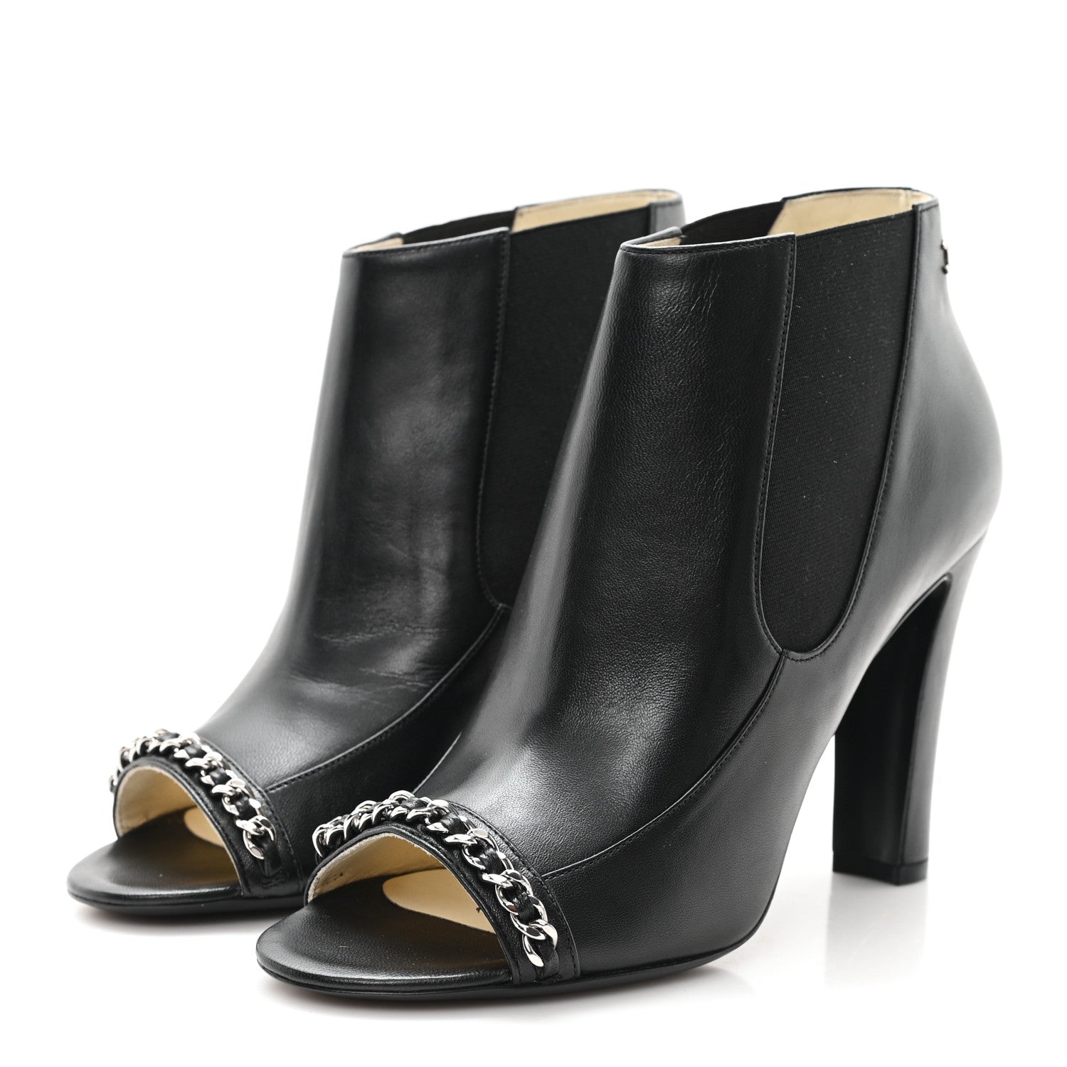 Chanel Lambskin Chain Ankle Boots 38 Black 4 of 10