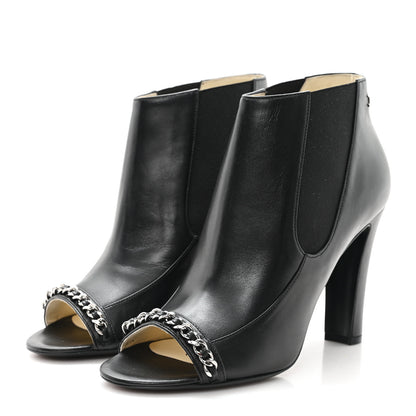 Chanel Lambskin Chain Ankle Boots 38 Black 4 of 10