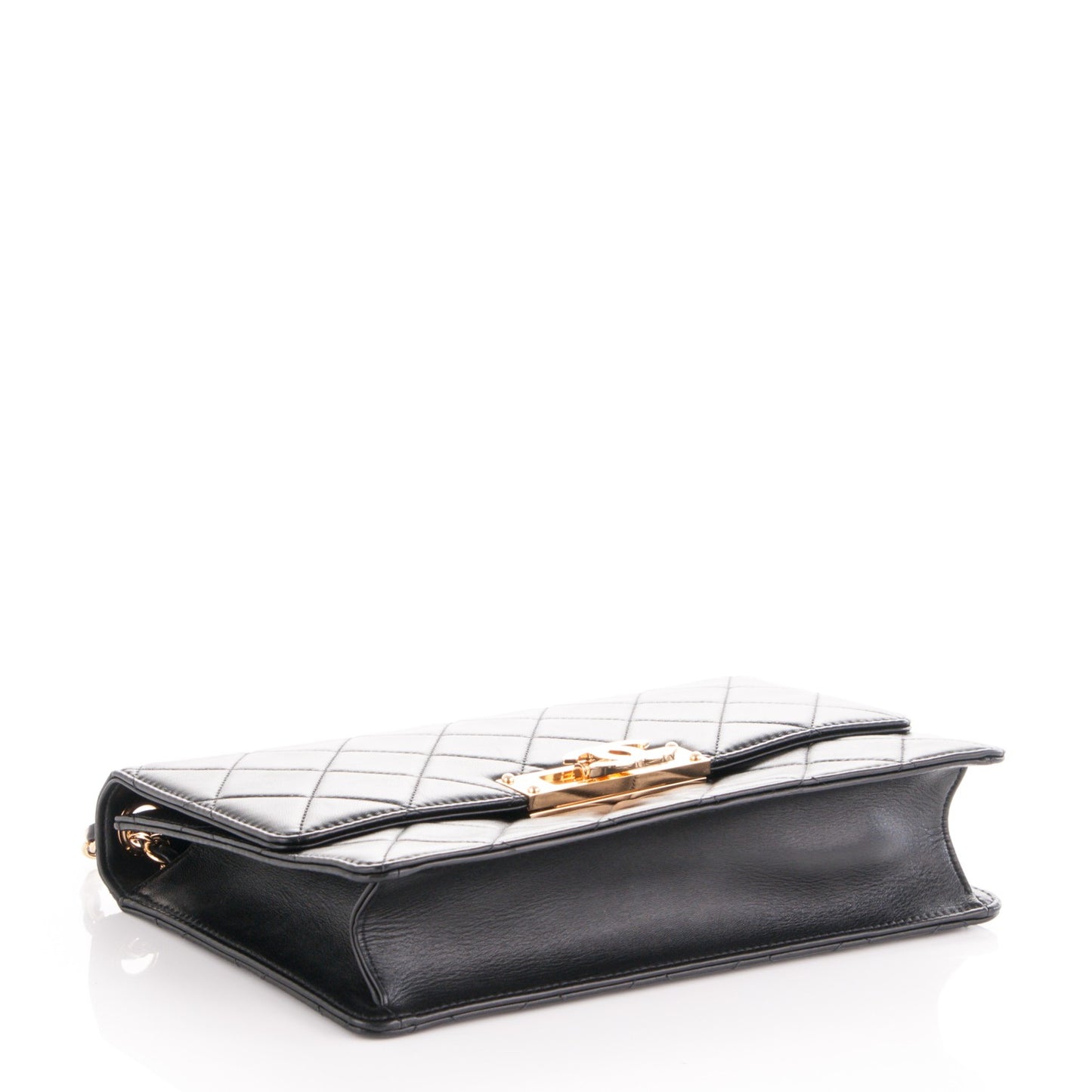 Lambskin Quilted Large Golden Class Flap Black