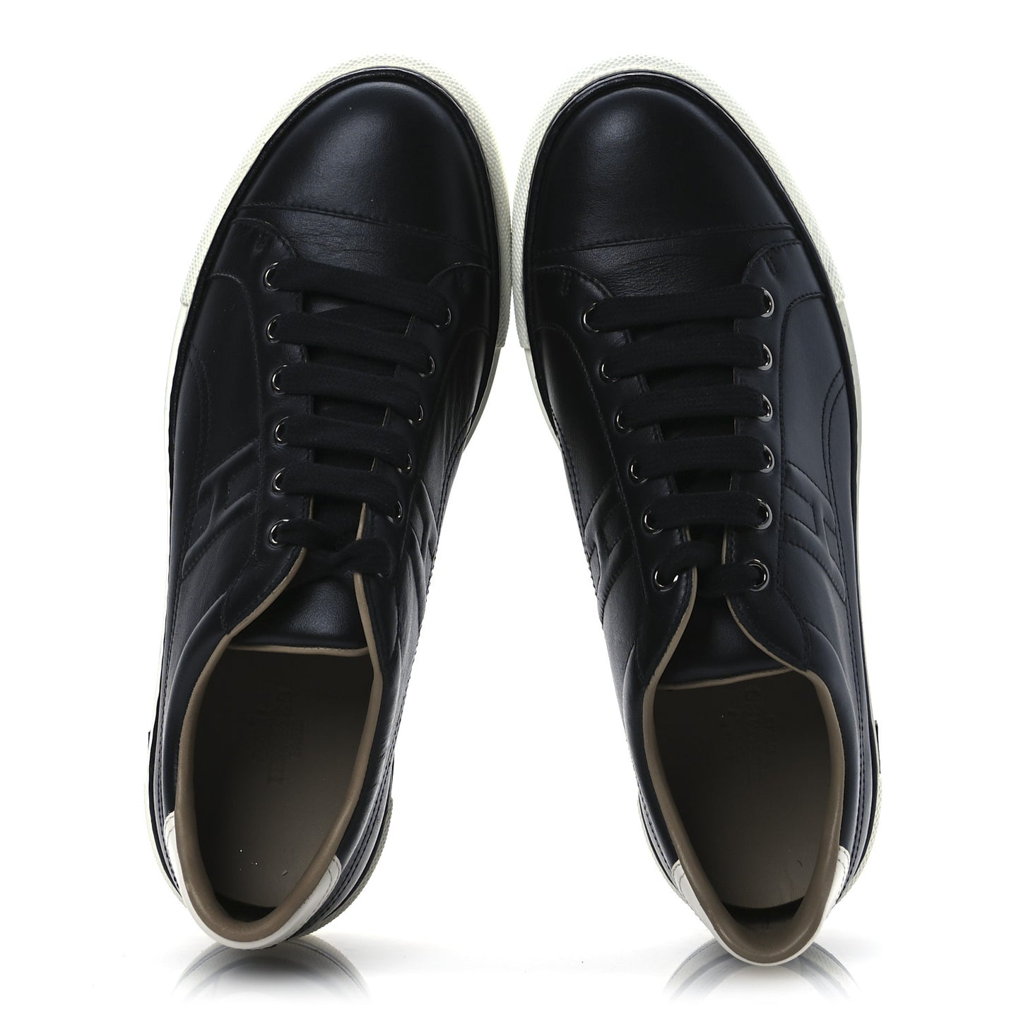 Calfskin Womens Polo Sneakers 39 Black White