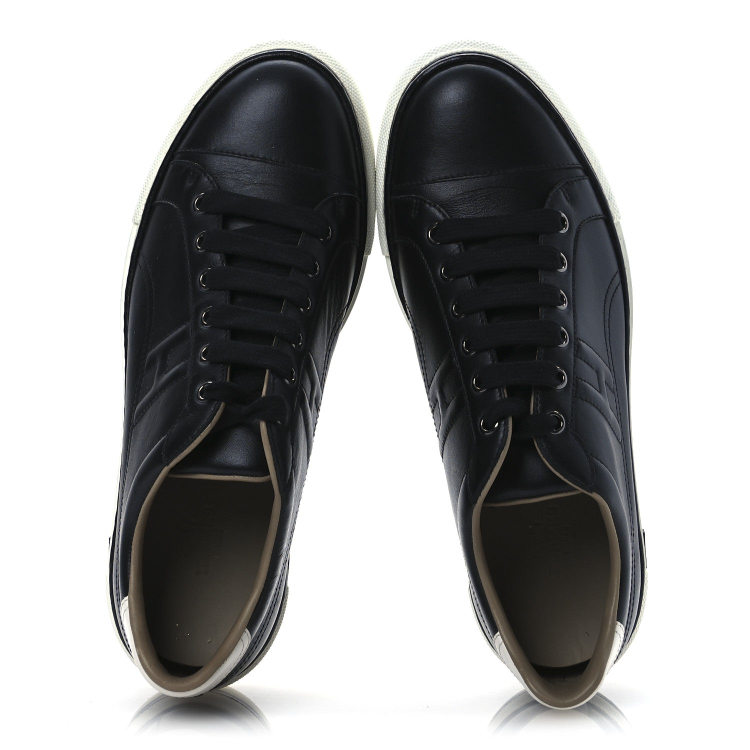 Hermes Calfskin Womens Polo Sneakers 39 Black White 2 of 12