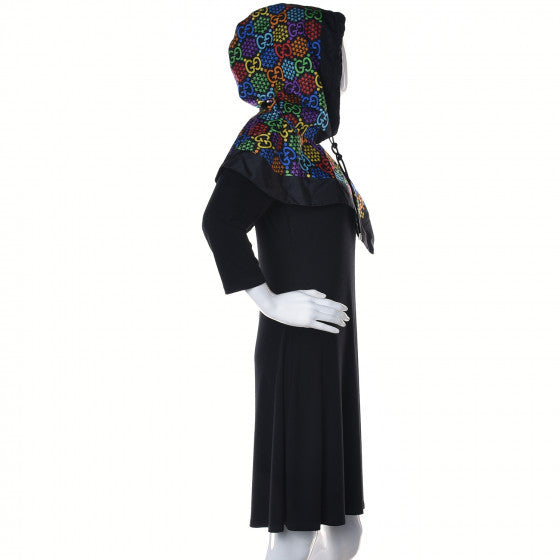 Silk Nylon Monogram Psychedelic Rain Hood Black