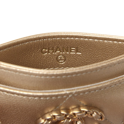 Chanel Metallic Goatskin Quilted Chanel 19 Card Holder Gold 6 of 9