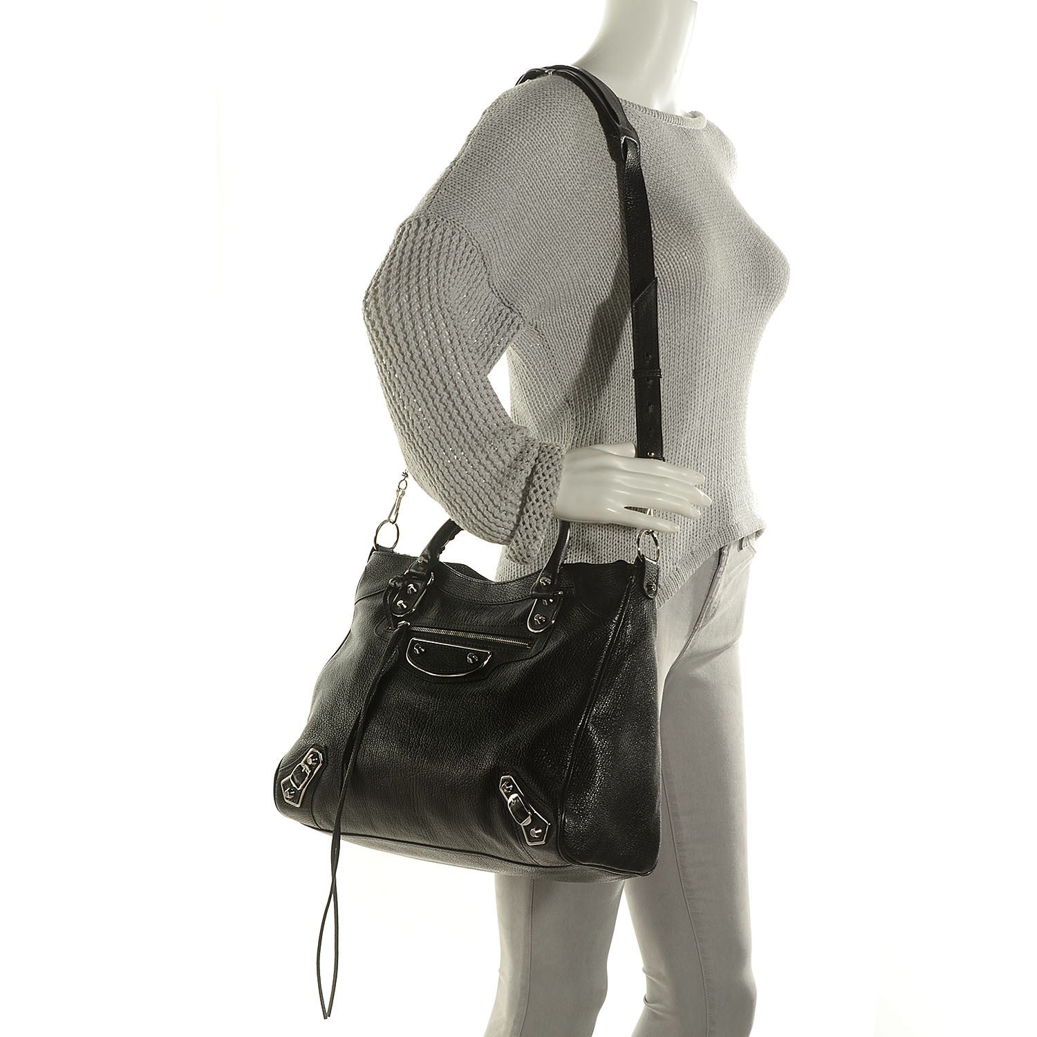 Balenciaga Chevre Silver Metallic Edge Hardware Velo Black 3 of 11