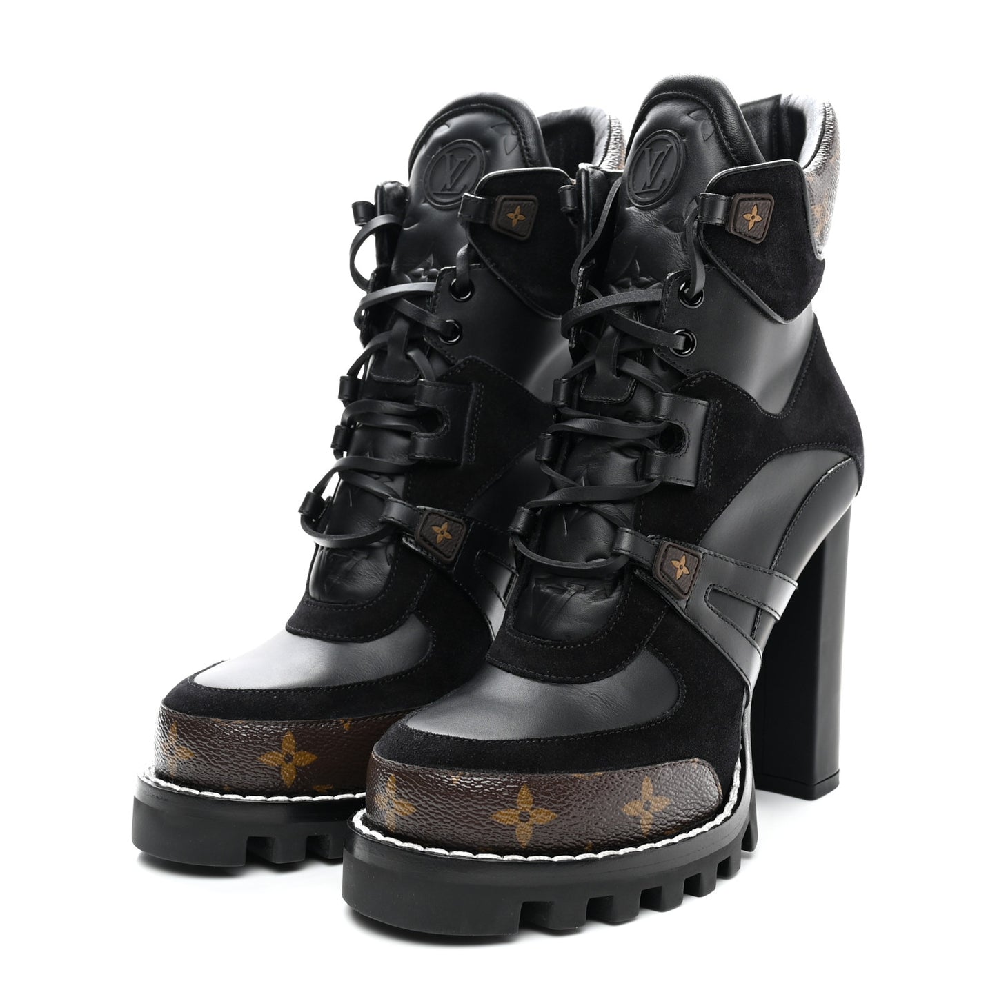 Suede Calfskin Monogram Star Trail Ankle Boots 39 Black