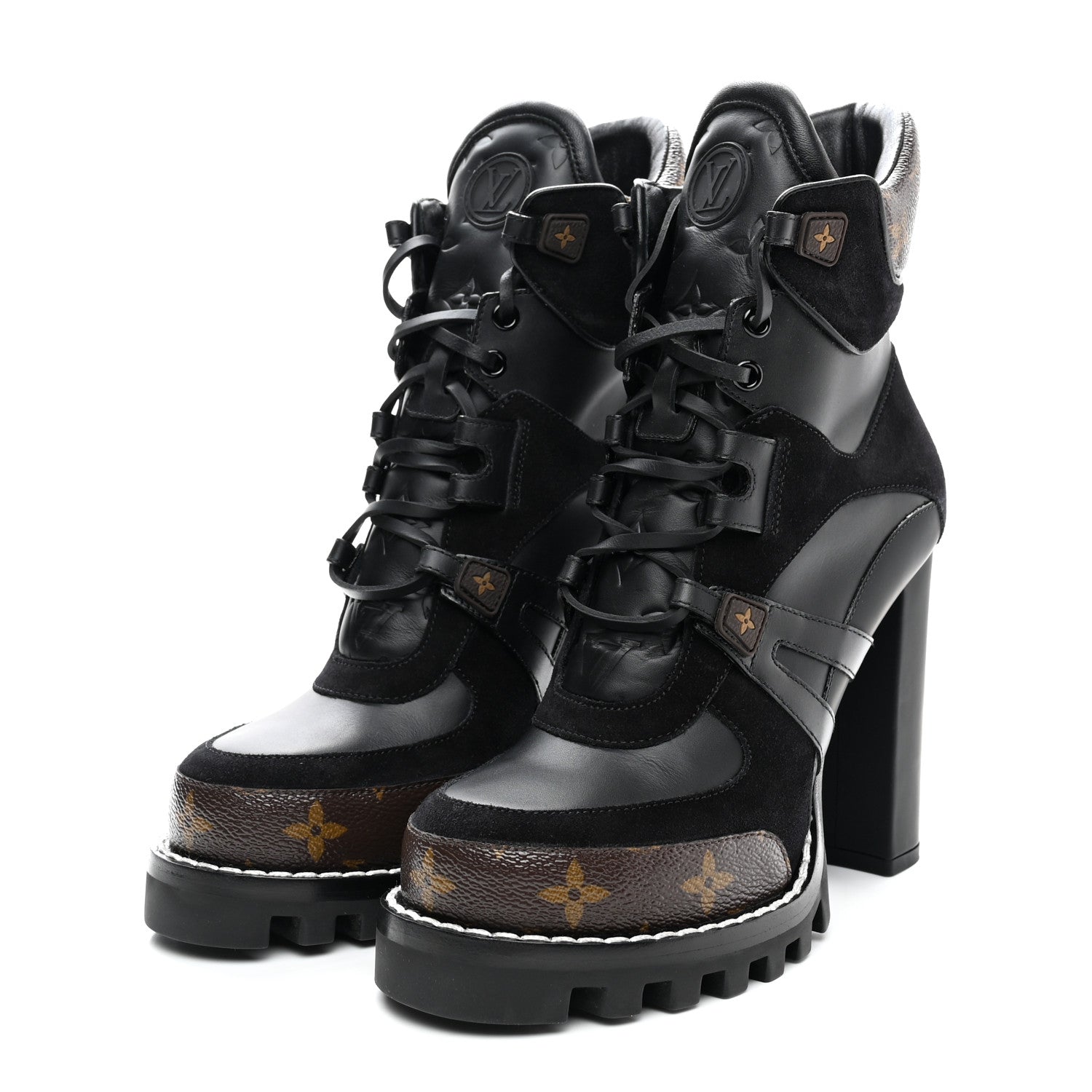 Louis Vuitton Suede Calfskin Monogram Star Trail Ankle Boots 39 Black 3 of 8