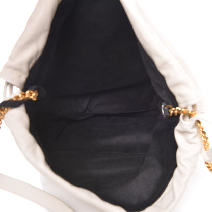 Saint Laurent Lambskin Star Printed Teddy Drawstring Bag White 7 of 11