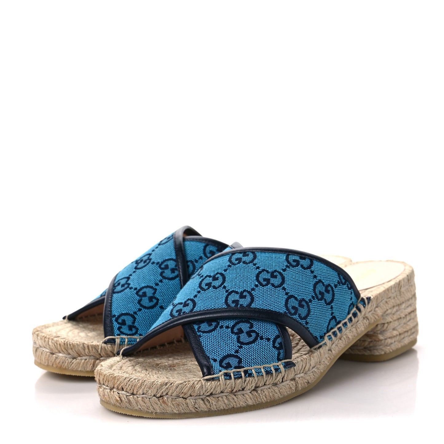 Monogram Multicolor Criss Cross Espadrille Sandals 37 Light Blue