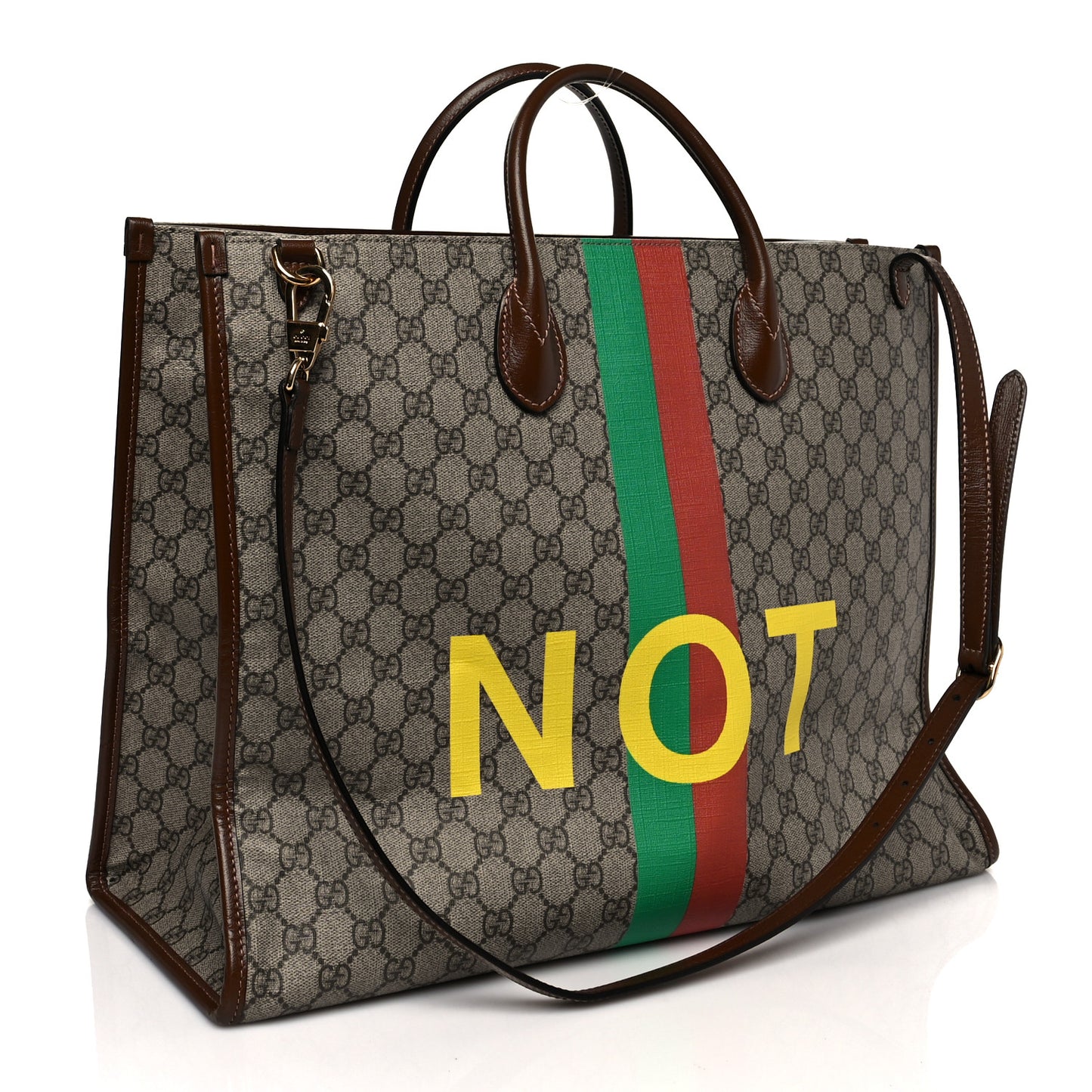 GG Supreme Monogram Fake/Not Large Retro Interlocking G Tote Bag Beige Brown Sugar