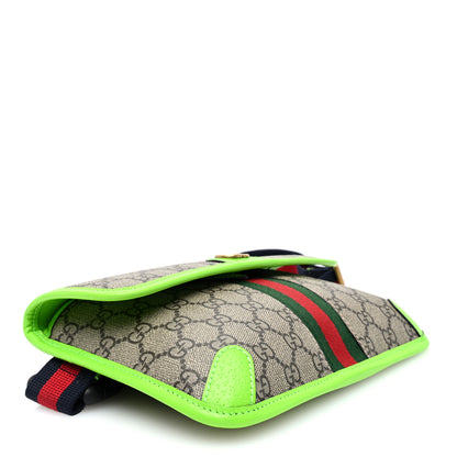Gucci GG Supreme Monogram Web Small Ophidia Belt Bag Beige Ebony Electric Green 4 of 10