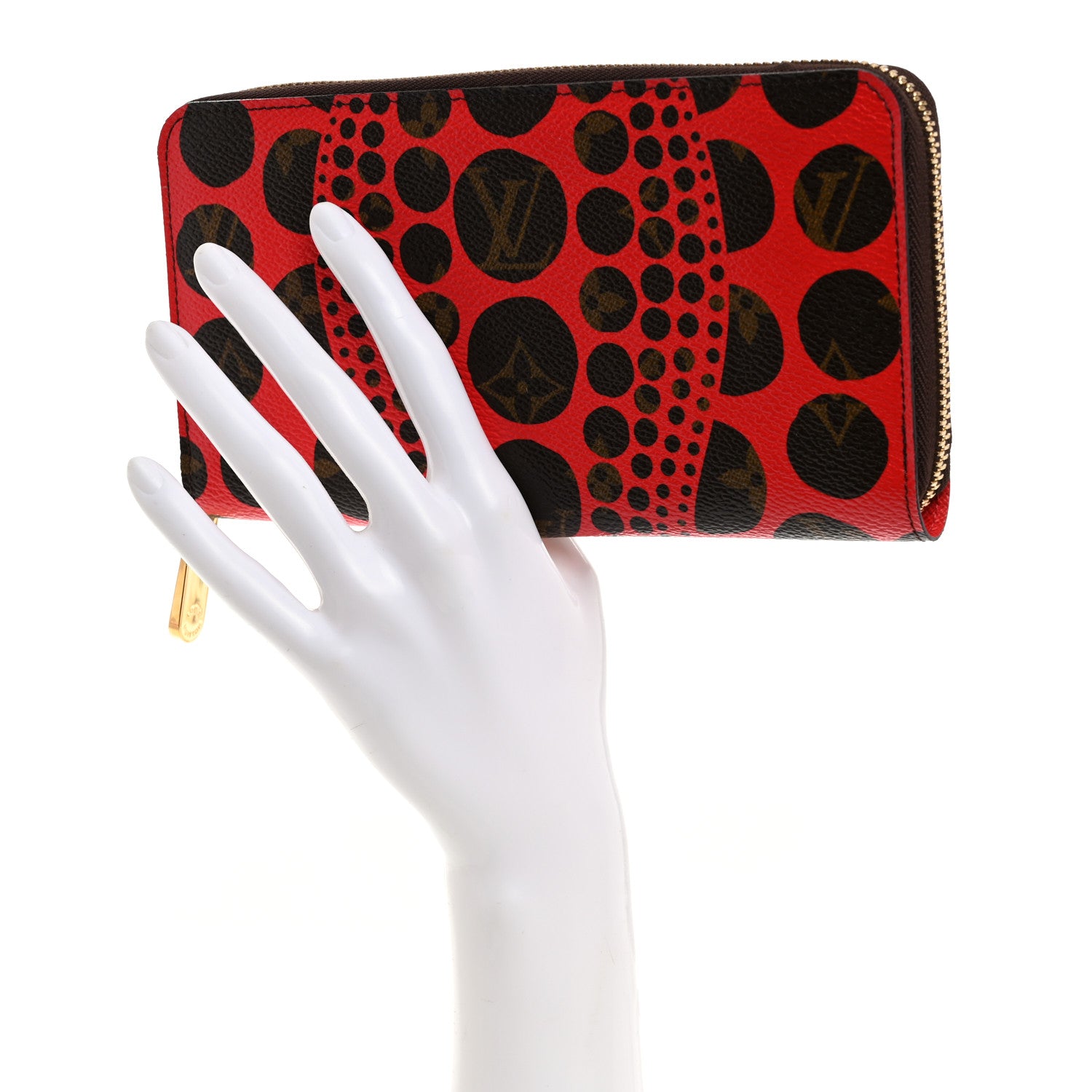 Louis Vuitton Monogram Kusama Pumpkin Dots Zippy Wallet Red 2 of 8