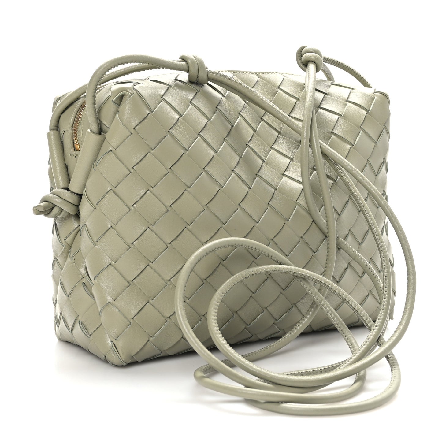 Nappa Intrecciato Small Loop Camera Bag Travertine