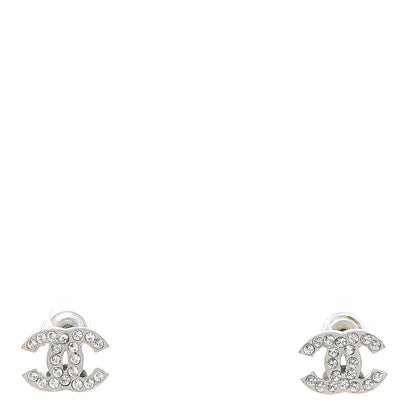 Chanel Crystal Mini Timeless CC Earrings Silver 1 of 5