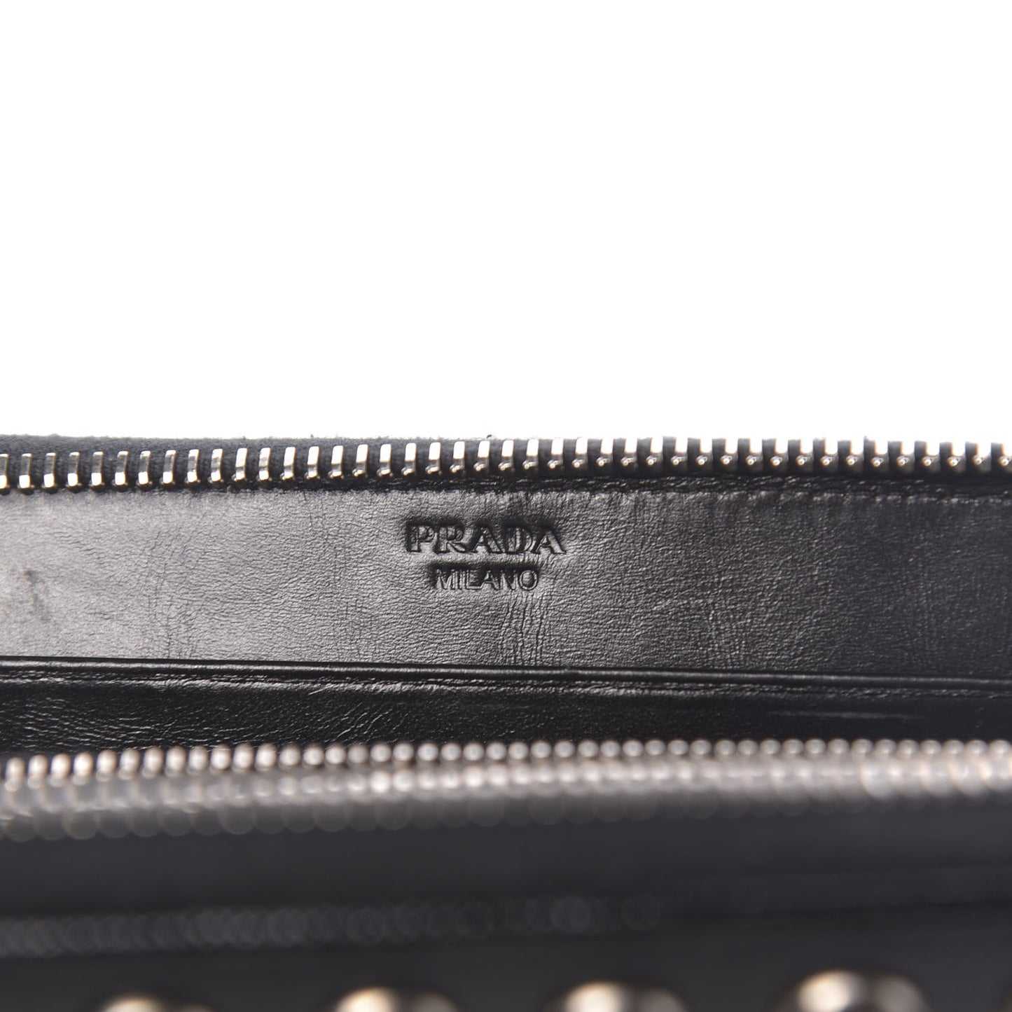 Saffiano Vernice Crystal Studded Zip Around Wallet Black