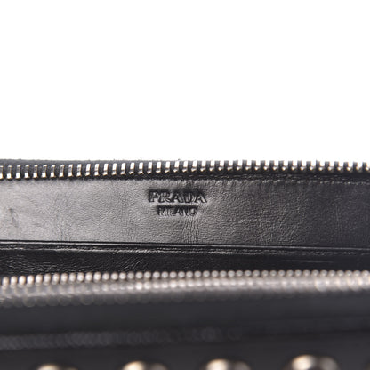 Prada Saffiano Vernice Crystal Studded Zip Around Wallet Black 6 of 6