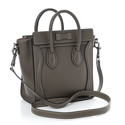 Celine Drummed Calfskin Nano Luggage Souris 3 of 9