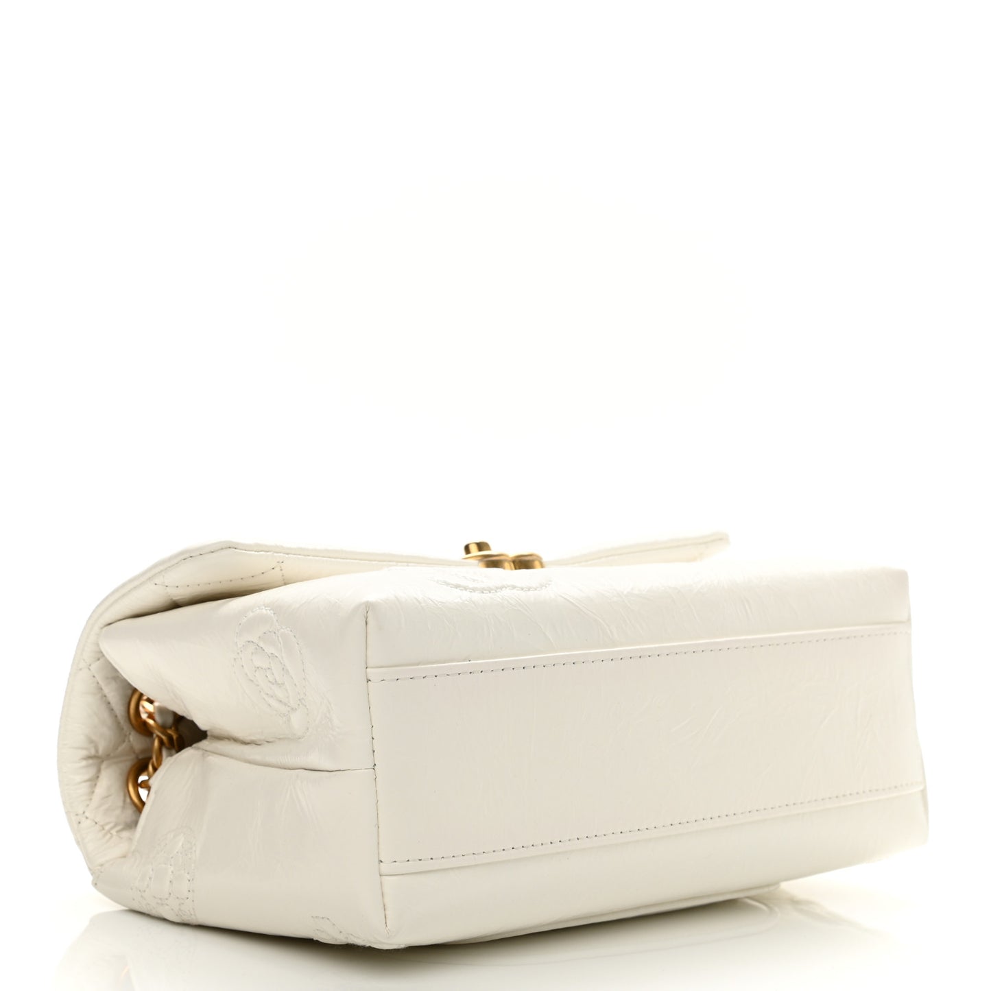 Crumbled Calfskin Embossed Flap White