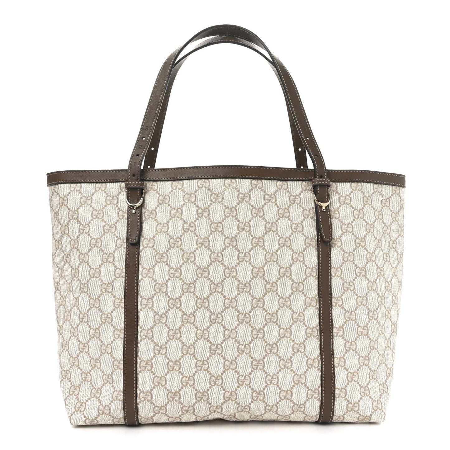 GG Supreme Monogram Calfskin Medium Nice Tote New Mystic White Beige Brown