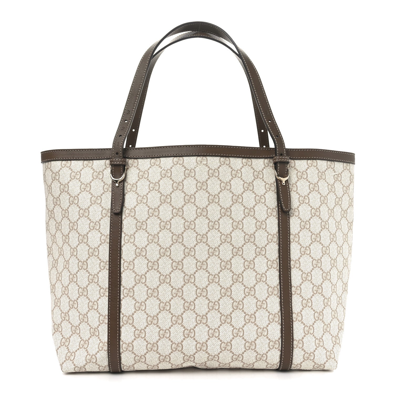 Gucci GG Supreme Monogram Calfskin Medium Nice Tote New Mystic White Beige Brown 1 of 10